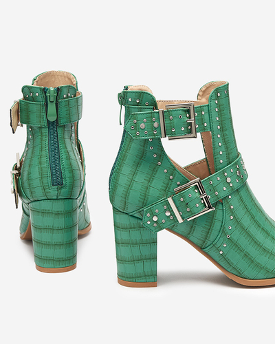 Zelené členkové čižmy s výrezmi a prackami Masieo - Obuv