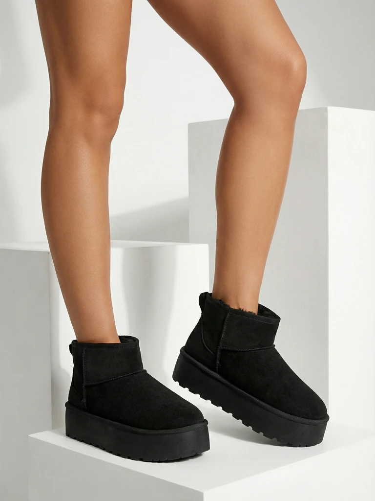 Ženski Gležnjarji Luna Črni Usnjeni Elegantni za Jesen