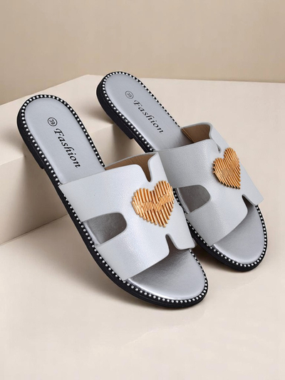Royalfashion Ženske japonke z ravnim podplatom Heart Chic