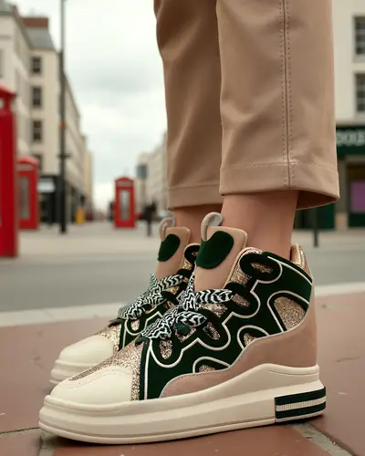 Royalfashion Vysoké dámske športové topánky s ukrytou platformou Oblaffi