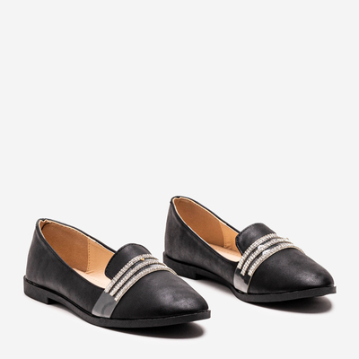 Čierne dámske mokasíny s kubickými zirkónmi Kremssa - Obuv