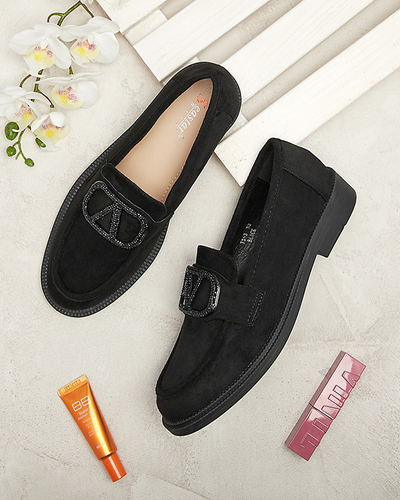 Čierne dámske mokasíny s ornamentom Fogras- Obuv