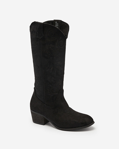 Čierne čižmy na nízkom podpätku Lieffi- Obuv