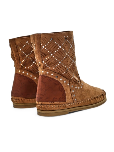 Royalfashion Dámske členkové čižmy s nízkym klinom a cvočkami Indický štýl