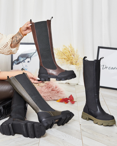 Royalfashion Tmavohnedé dámske čižmy Blyss