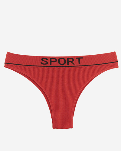 Dámske hnedé rebrované nohavičky so športovými nápismi - Spodná bielizeň