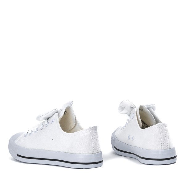 Białe trampki z ozdobną kokardką Lisyy - Obuwie