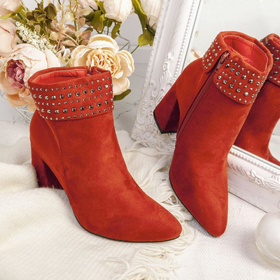 Ciemnopomarańczowe botki na słupku Britani - Obuwie