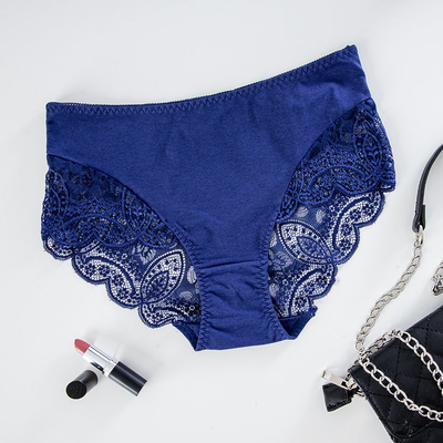 Dámske tmavomodré čipky nohavičky PLUS SIZE - Spodná bielizeň