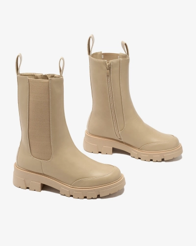 Royalfashion Dámske vysoké čižmy v béžovej farbe Adiofa