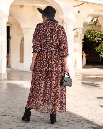 Royalfashion Vzorované dámske maxi šaty Camel