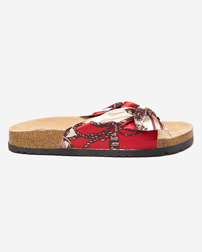Červené dámske papuče s módnym látkovým zvrškom Laneso - Footwear