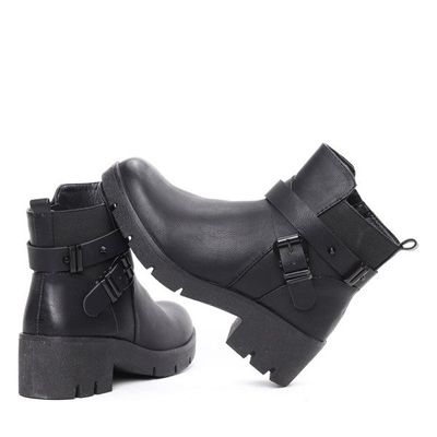 Czarne botki na grubym obcasie Geltrude- Obuwie