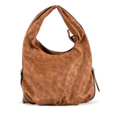 Hnědá velká taška na rameno z eko kůže - Kabelky 1