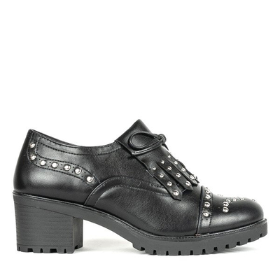 Čierne poltopánky na hrubom stĺpiku Colorado - Obuv