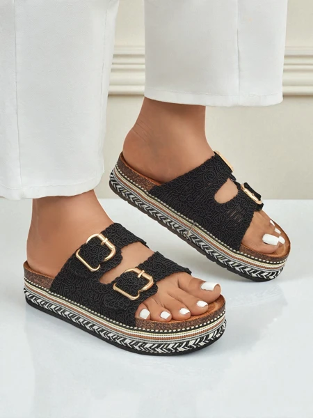 Royalfashion Dámske platformové sandále s prackami CorkStyle