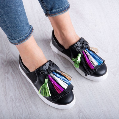 OUTLET Čierne športové tenisky so strapcami Osederra - Obuv