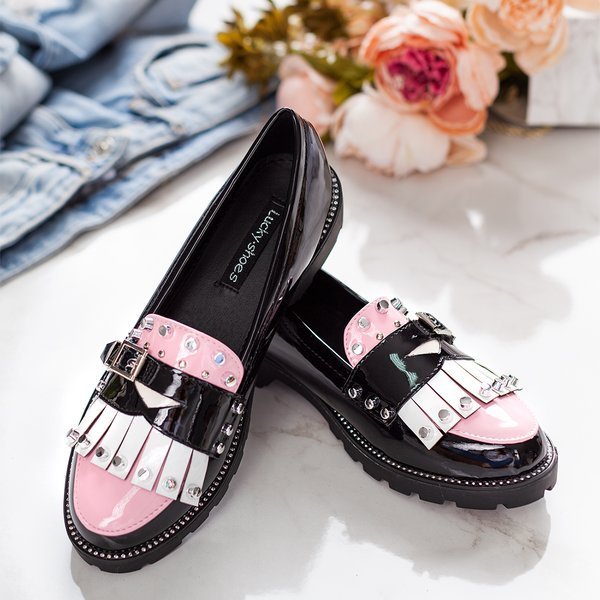 Čierne mokasíny s ozdobami Gwadalaha - Obuv