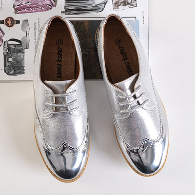 Dámske strieborné šnurovacie topánky Narvi - Obuv