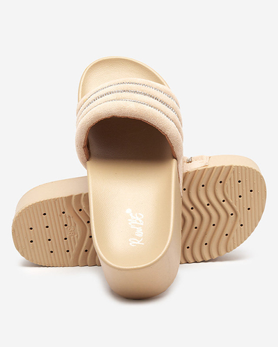 Béžové dámske papuče na platforme Sunavi. Obuv
