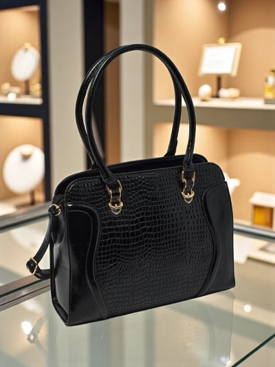 Ženska shopper torbica iz eko usnja z reliefom Iron Lace