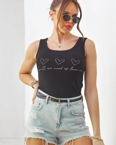 Royalfashion Dámsky bavlnený top s kamienkami