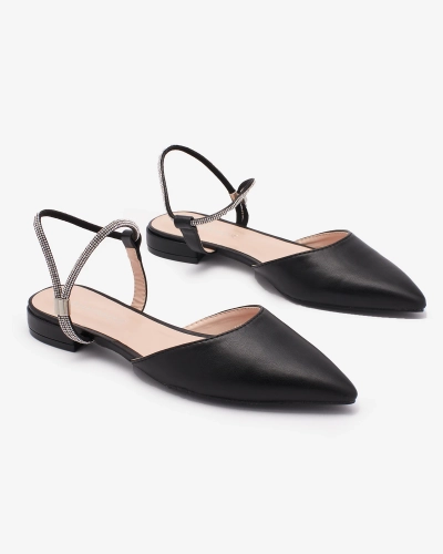 Royalfashion Black Dámske sandále na plochom podpätku so zdobenou lesklou podrážkou