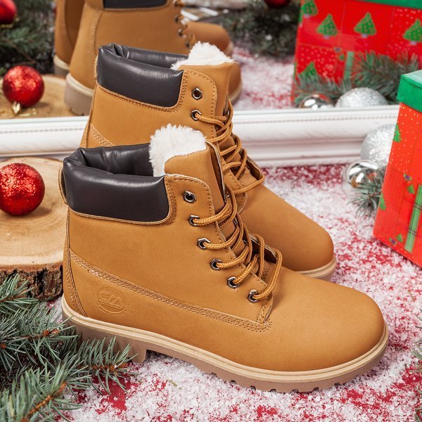 Hnedé turistické topánky s izoláciou Polar Bear - Obuv