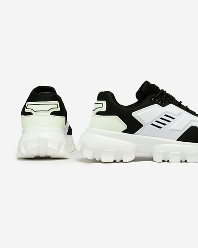 Royalfashion Bielo-čierne látkové športové tenisky pre mužov Lamkim