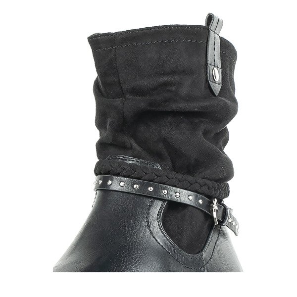 Czarne botki na niskiej platformie Gisella - Obuwie