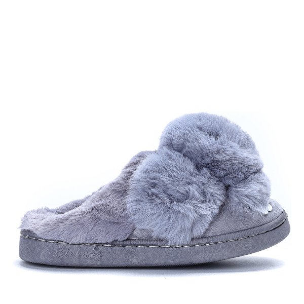 Szare kapcie z króliczkiem Bonny - Obuwie