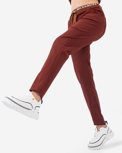 Dámske hnedé látkové nohavice - Oblečenie