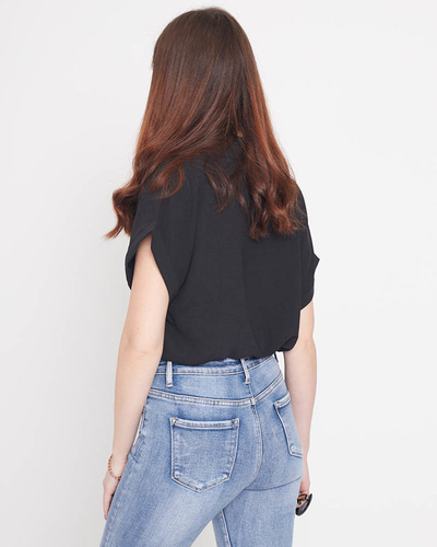 Čierna dámska košeľa na zaväzovanie - oblečenie