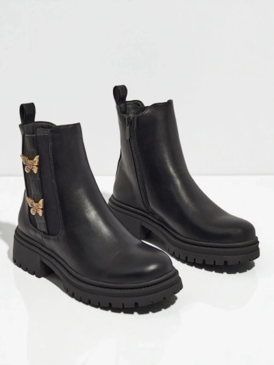 Eko usnjeni ženski gležnarji z metulji Bravelle