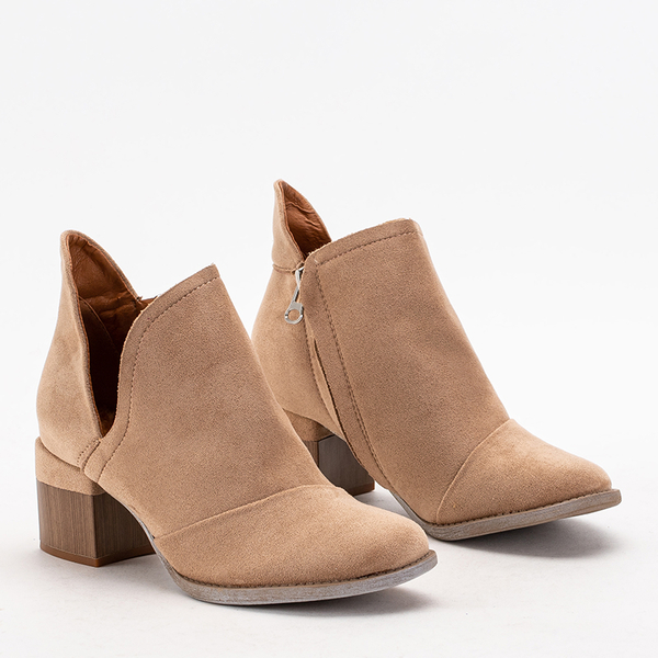 Svetlohnedé dámske zateplené čižmy na stĺpiku Karela - Obuv