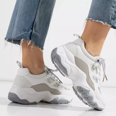 OUTLET Bielo-šedá dámska športová obuv s vsadkami Rebina - Obuv