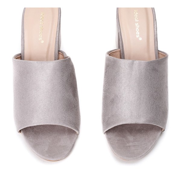 Szare klapki na niskim słupku Montana - Obuwie