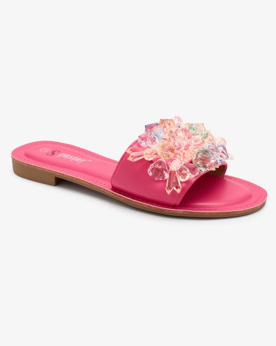 Royalfashion Fuchsiové dámske žabky s farebnými kryštálmi Bling Breeze