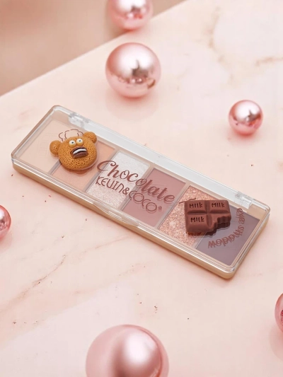 Kevin&Coco Paleta 6 očných tieňov s trblietkami Chocolate