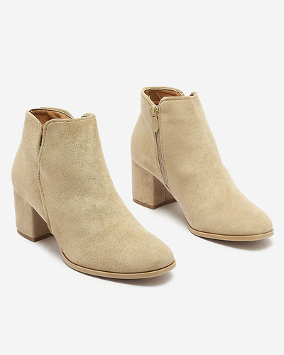 OUTLET Dámske čižmy z eko-semišu v svetlohnedej farbe Frenas - Obuv