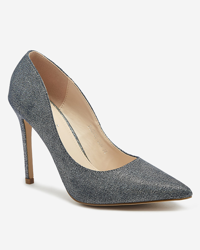 OUTLET Grafitové holografické dámske lodičky na podpätku Soddo- Obuv