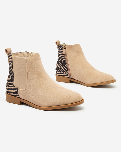 Royalfashion Béžové dámske čižmy s potlačou Dercozea