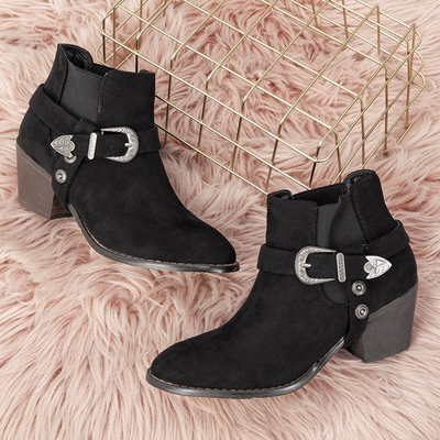 Čierne čižmy na nízkom stĺpiku kovbojské topánky asiene - Obuv