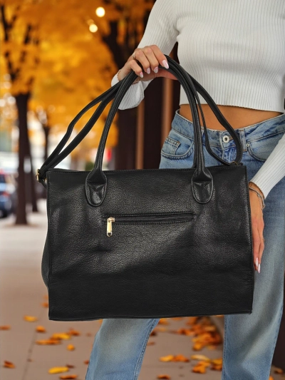 Ženska torba Aristea Nero črno eko usnje 41x31 elegantna