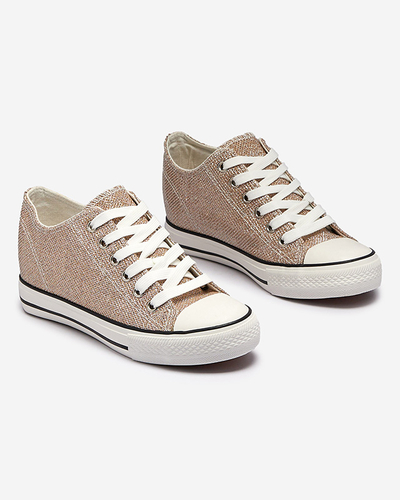 Zlaté dámske tenisky na skrytej kotve s lesklou niťou Seggat- Obuv