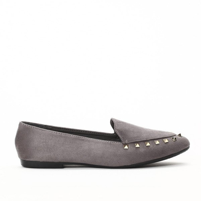 Szare baleriny wykonane z eko zamszu - Obuwie