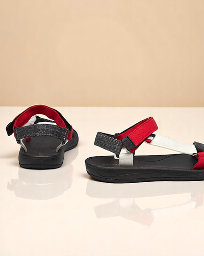 Ženski sandali Luna rdeče-črni sintetični za poletje