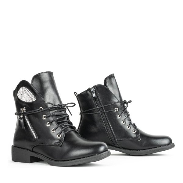 Czarne workery z eko-skóry Maricela - Obuwie