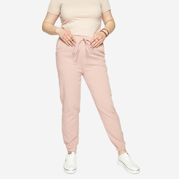 Dámske ružové látkové joggery PLUS SIZE - Oblečenie