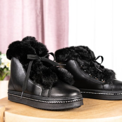 Čierne členkové topánky na platforme s kožušinou Salyssa - Obuv